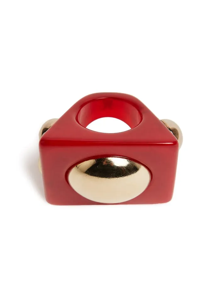 La Doublej Hathor Square Ring Red In Acrylic Resin Women Jewelry