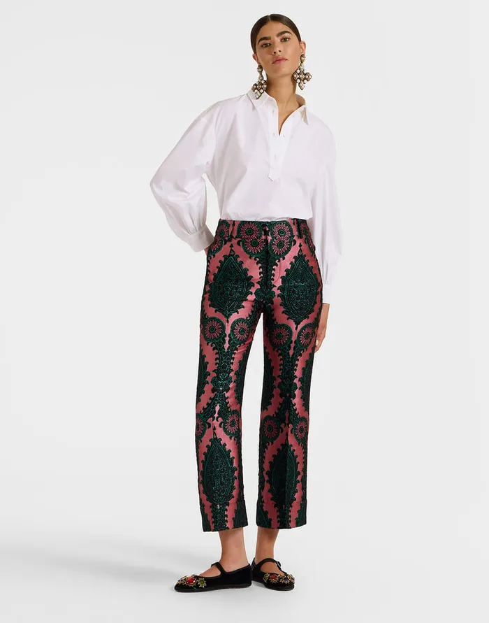 La Doublej Hendrix Pants Oltrarno Pink In Jacquard Women Shorts and Pants