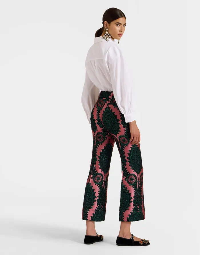 La Doublej Hendrix Pants Oltrarno Pink In Jacquard Women Shorts and Pants