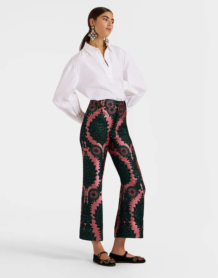 La Doublej Hendrix Pants Oltrarno Pink In Jacquard Women Shorts and Pants