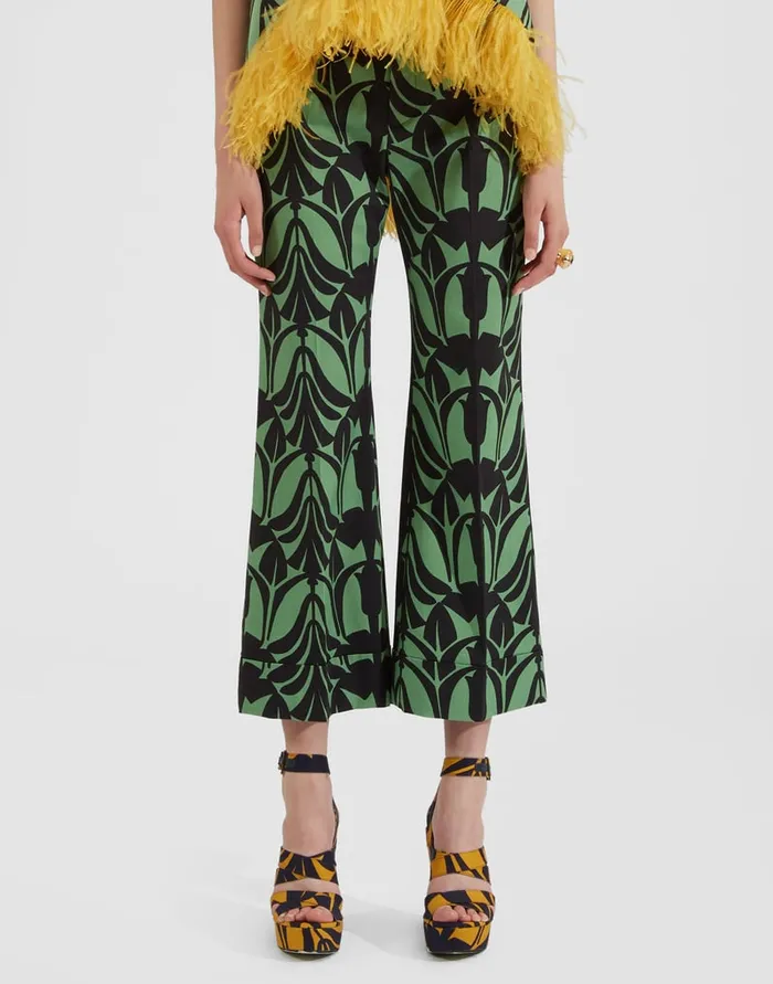 La Doublej Hendrix Pants Papyrus Green In Heavy Stretch Cotton Women Shorts and Pants