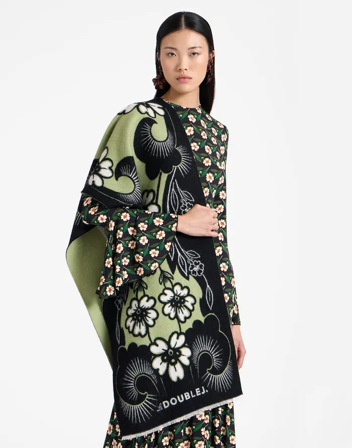 La Doublej Herald Scarf Mayfair Black In Wool Silk Women Foulards and Scarves