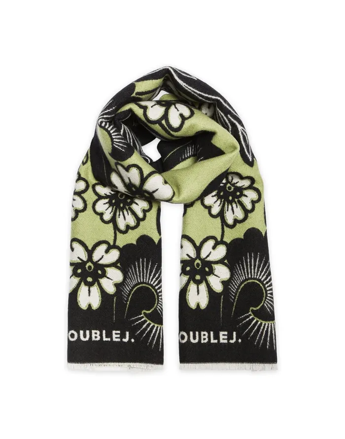 La Doublej Herald Scarf Mayfair Black In Wool Silk Women Foulards and Scarves
