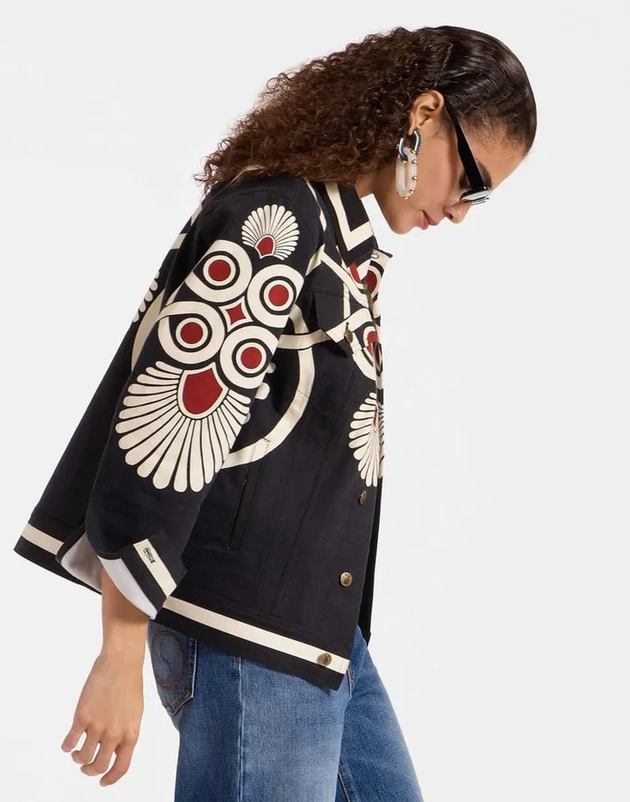 La Doublej Jj Jean Jacket Medallion Place Black In Denim Women Outerwear