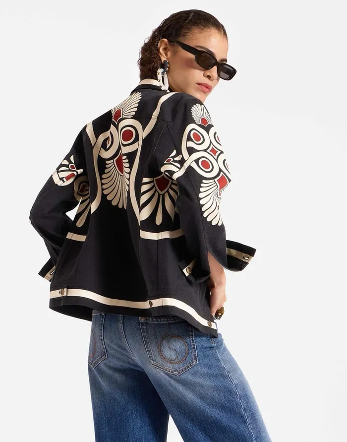 La Doublej Jj Jean Jacket Medallion Place Black In Denim Women Outerwear