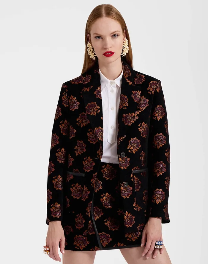 La Doublej Kelly Jacket Rosette Black In Jacquard Women Outerwear