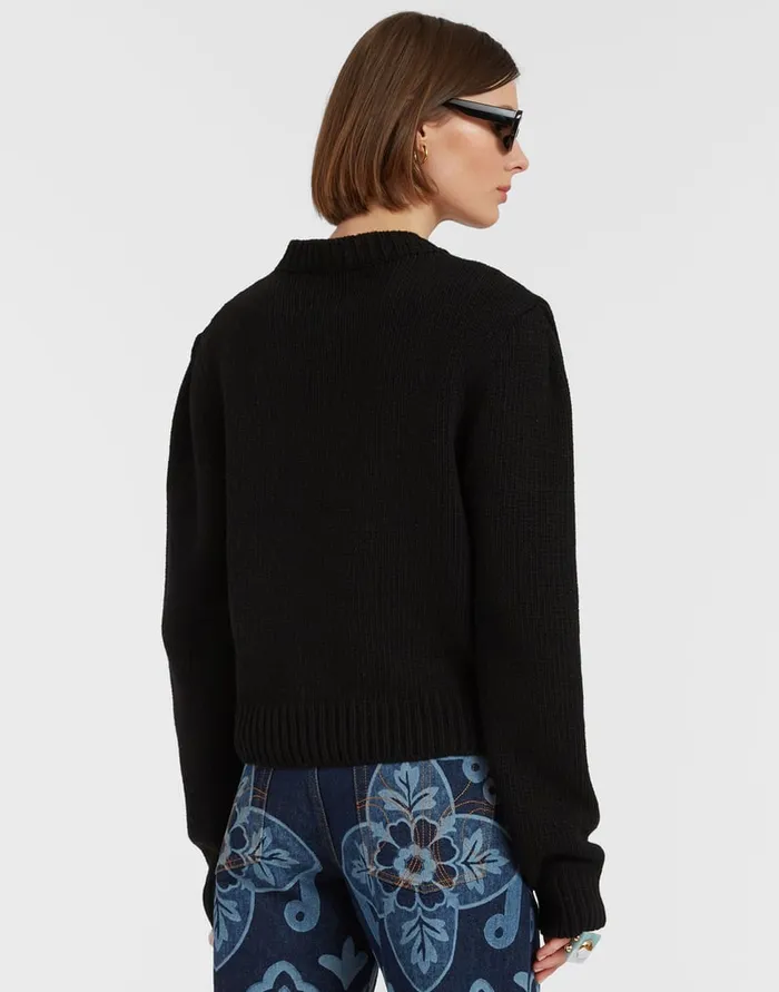 La Doublej Lampone Sweater Black In Wool Embroidered Women Knitwear