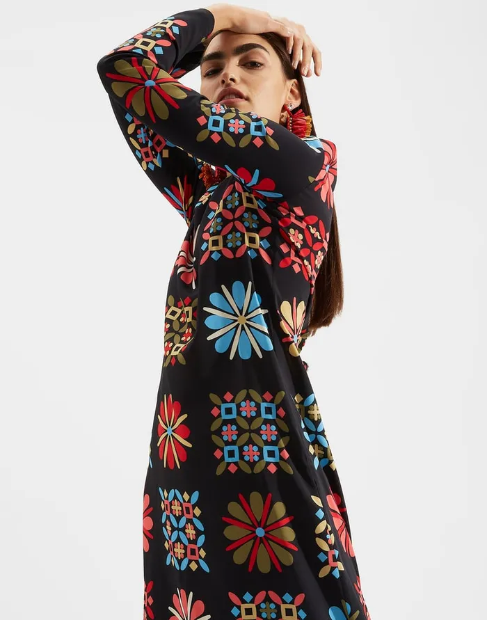 La Doublej Long Sleeve Swing Dress Vetrata Grande In Sable Women Dresses