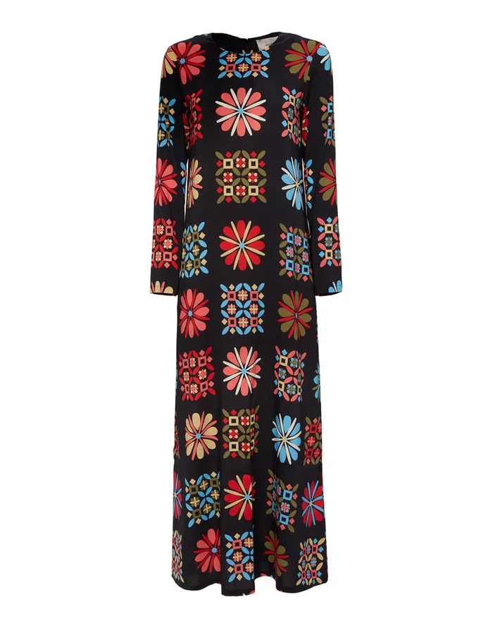 La Doublej Long Sleeve Swing Dress Vetrata Grande In Sable Women Dresses