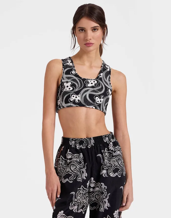 La Doublej Magica Bra Aperol Black and White In Jersey Stretch Women Loungewear