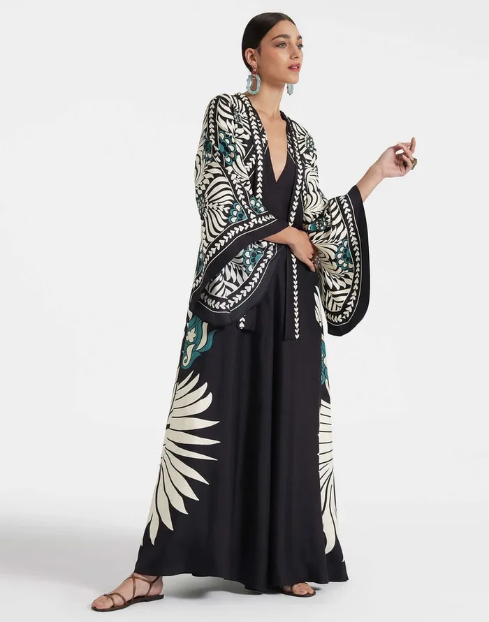 La Doublej Magnifico Dress Mix Tiles Place Black In Silk Twill Women Party Dressing