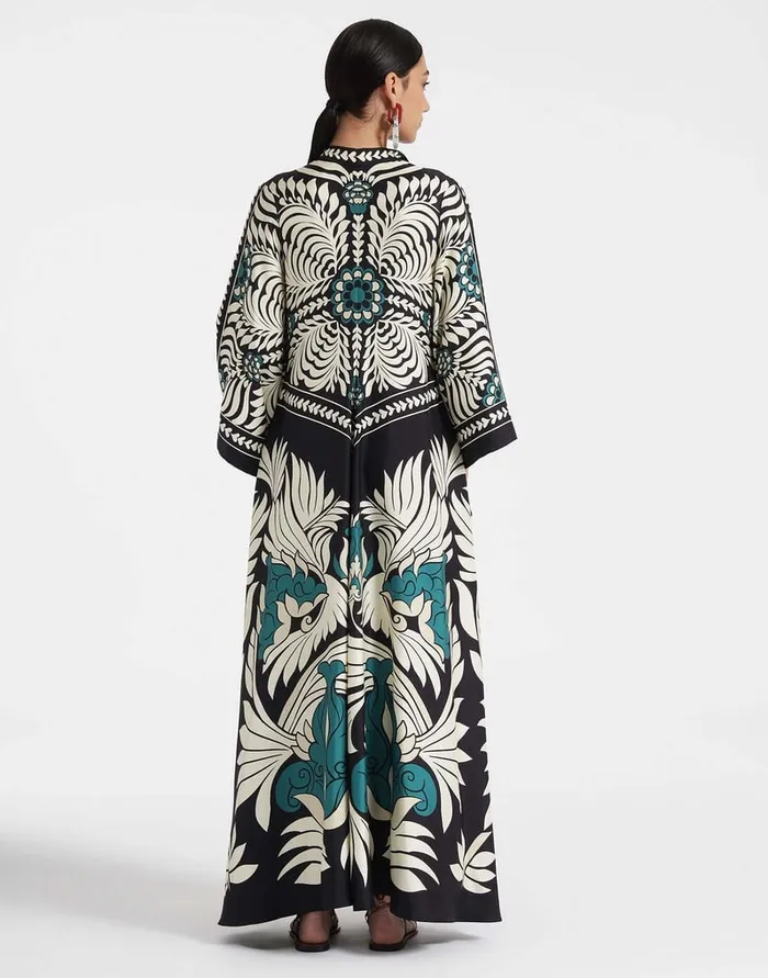 La Doublej Magnifico Dress Mix Tiles Place Black In Silk Twill Women Party Dressing