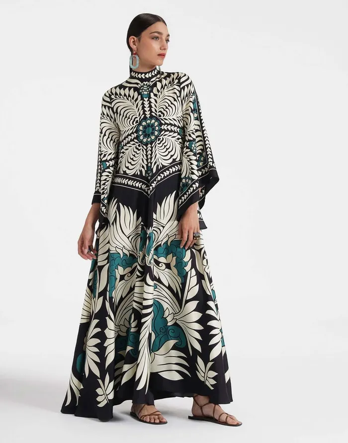La Doublej Magnifico Dress Mix Tiles Place Black In Silk Twill Women Party Dressing