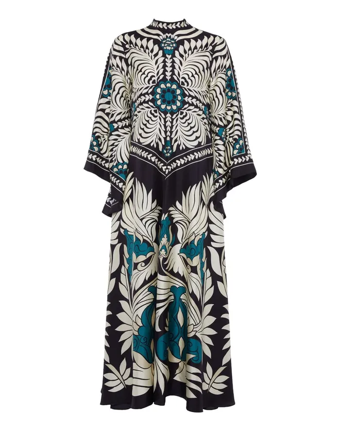 La Doublej Magnifico Dress Mix Tiles Place Black In Silk Twill Women Party Dressing