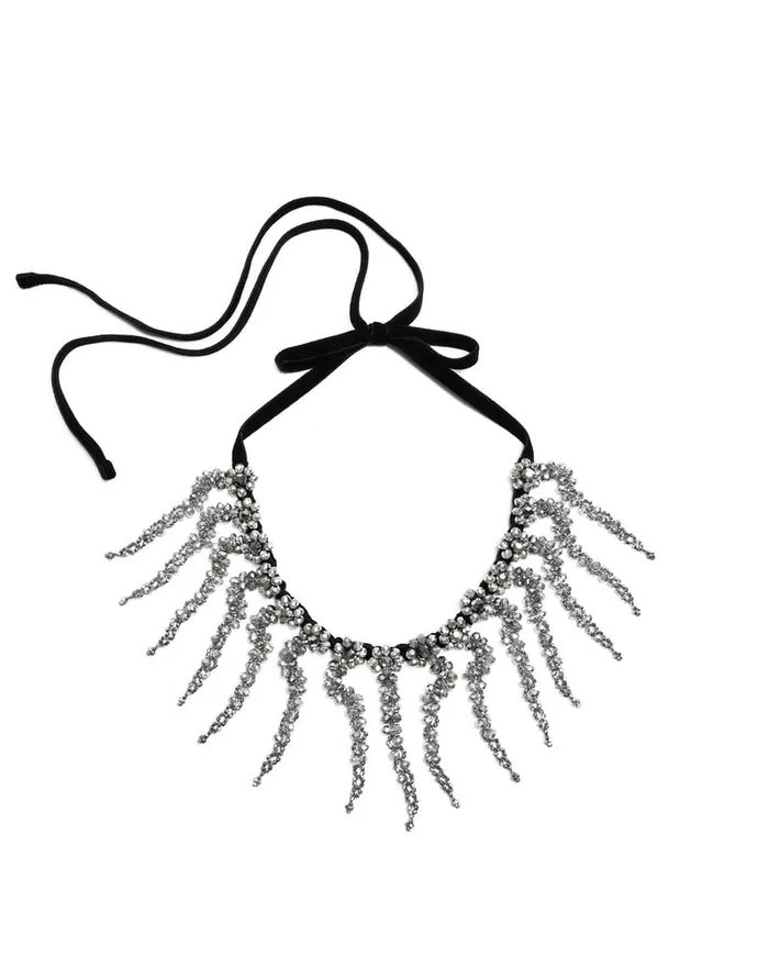 La Doublej Mayfair Necklace Solid Black In Embroidered Beads Women Jewelry