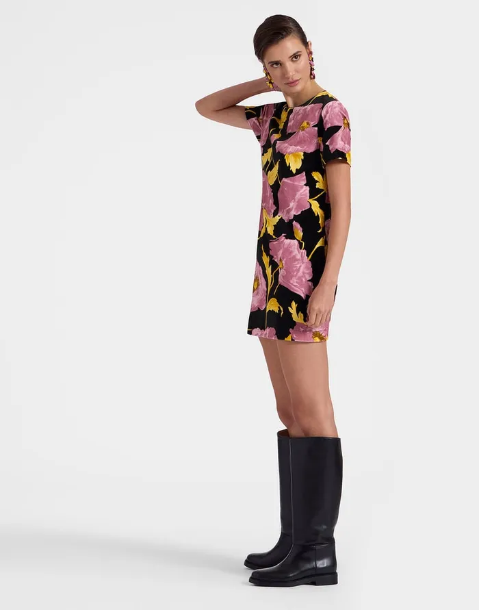 La Doublej Mini Swing Dress Sylph Black In Cotton Velvet Women Dresses