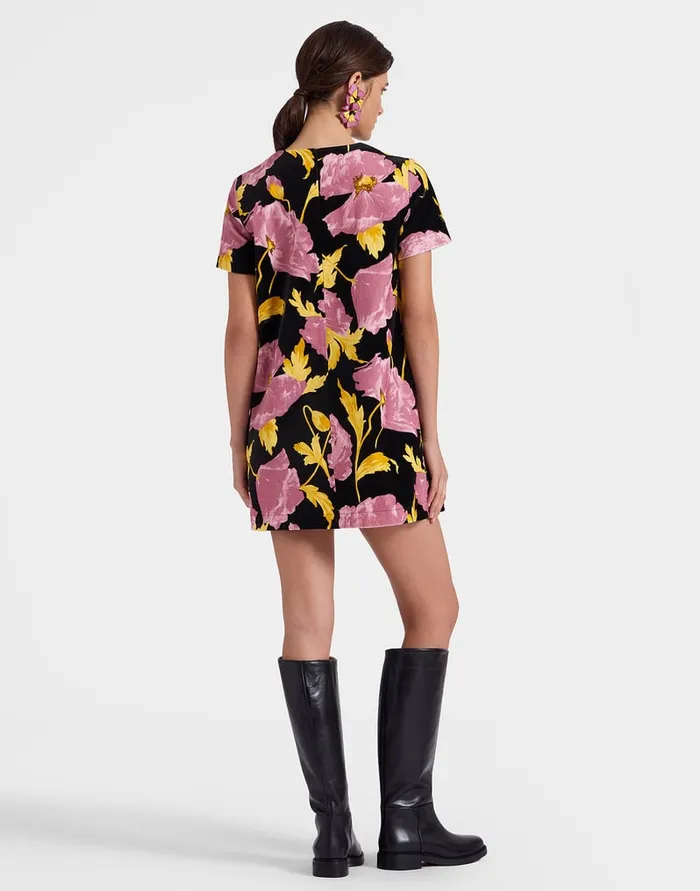 La Doublej Mini Swing Dress Sylph Black In Cotton Velvet Women Dresses