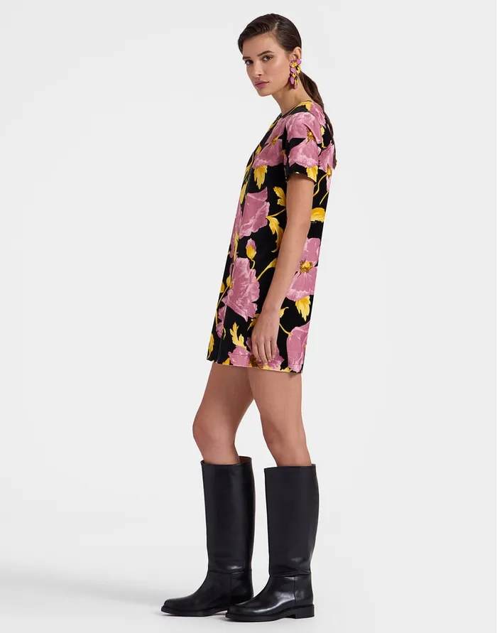 La Doublej Mini Swing Dress Sylph Black In Cotton Velvet Women Dresses