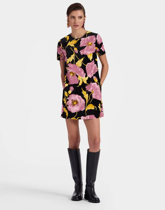 La Doublej Mini Swing Dress Sylph Black In Cotton Velvet Women Dresses