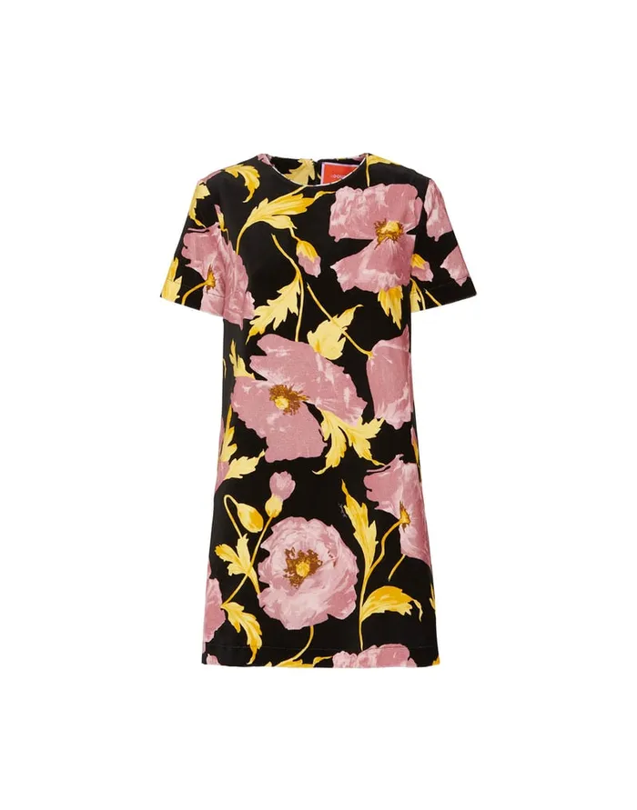 La Doublej Mini Swing Dress Sylph Black In Cotton Velvet Women Dresses