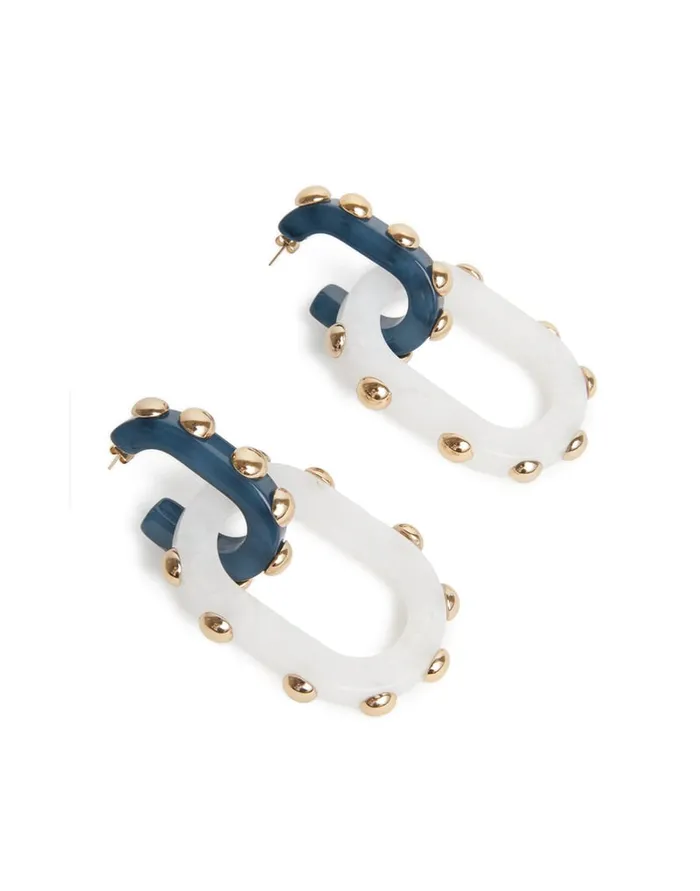 La Doublej Nefertiti Double Earrings Solid Teal In Acrylic Resin Women Jewelry