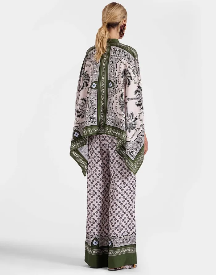 La Doublej Palazzo Pants Mirage Place Green In Silk Twill Women Shorts and Pants