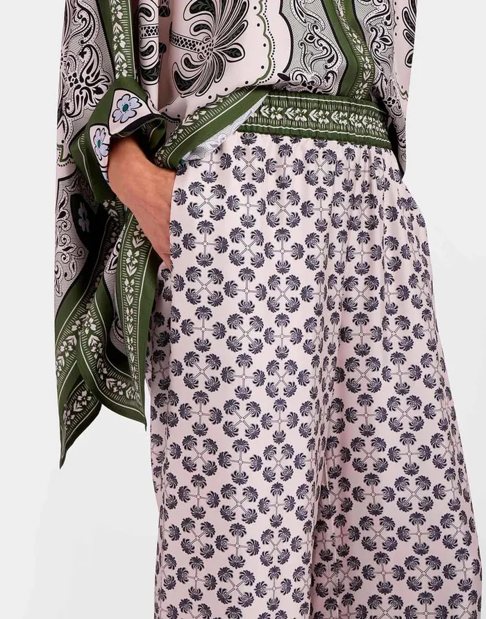 La Doublej Palazzo Pants Mirage Place Green In Silk Twill Women Shorts and Pants