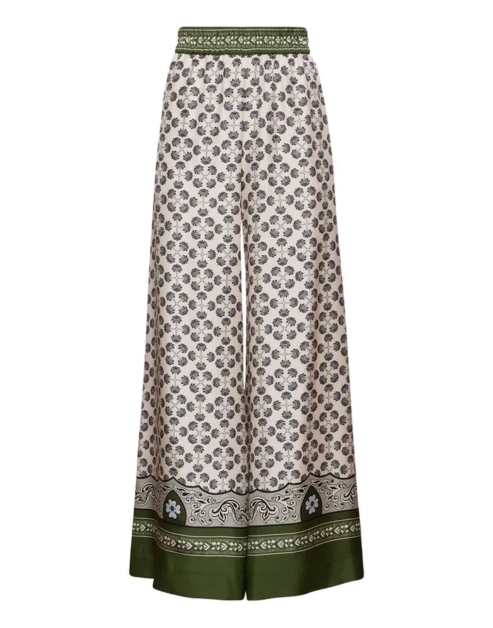 La Doublej Palazzo Pants Mirage Place Green In Silk Twill Women Shorts and Pants