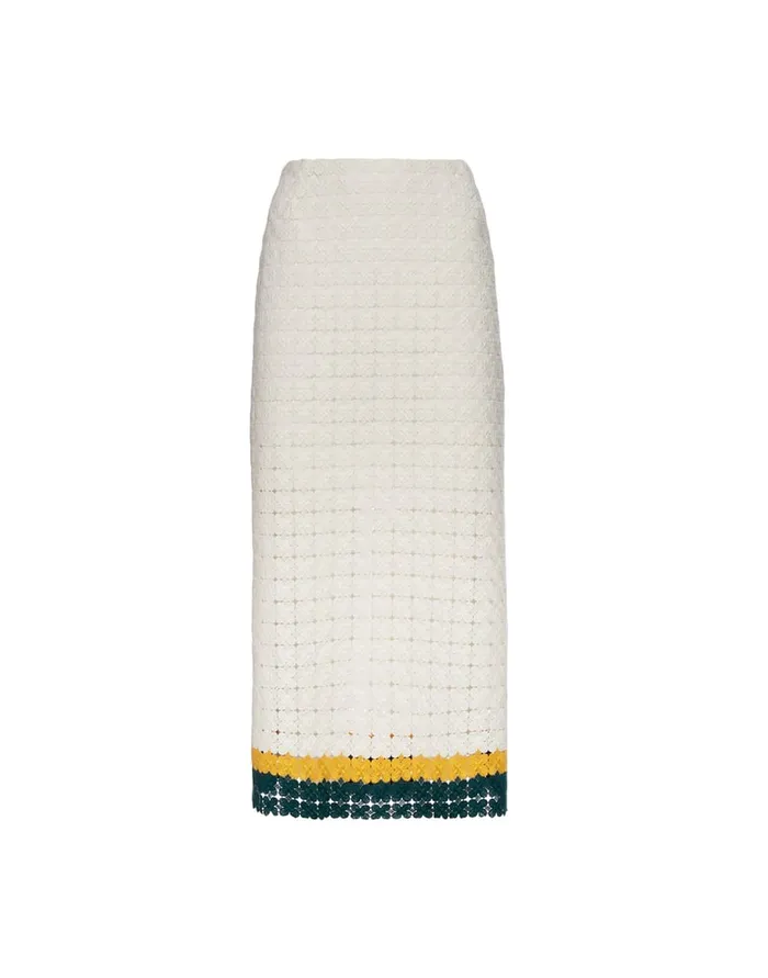 La Doublej Pencil Skirt Clover White In Embroidered Cotton Women Skirts
