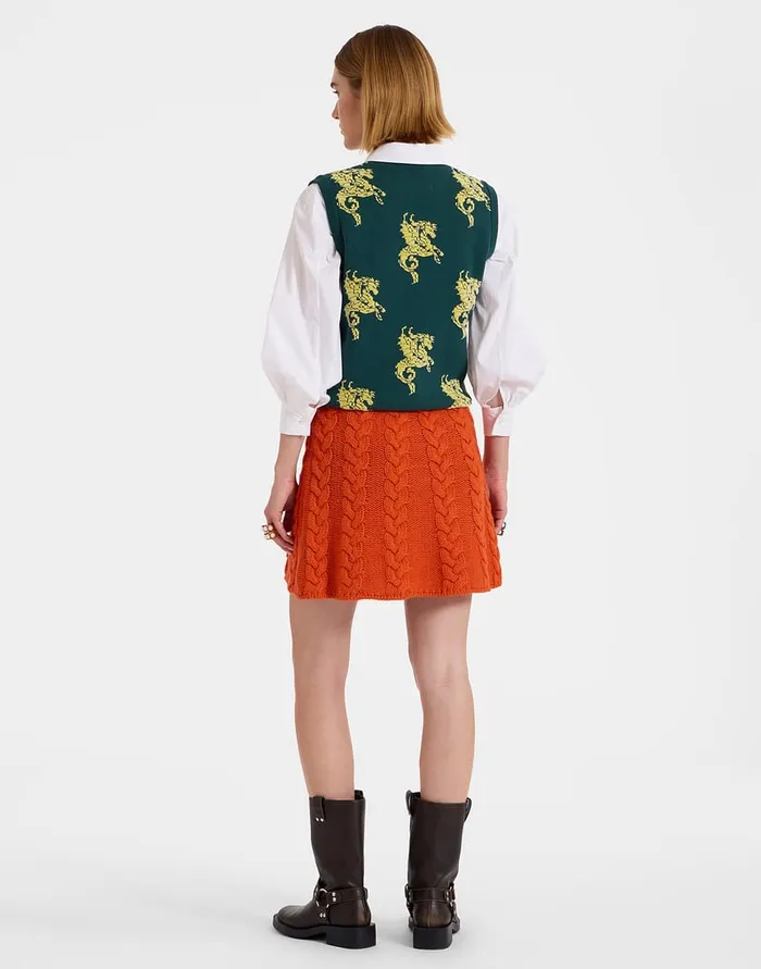 La Doublej Portrait Mini Skirt Solid Rust In Chunky Wool Women Skirts