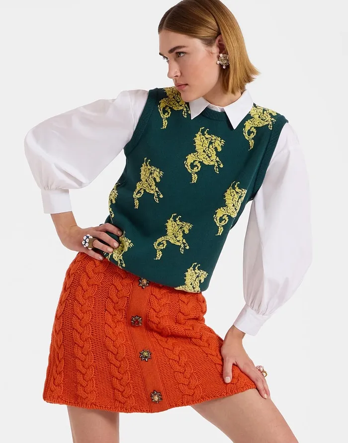 La Doublej Portrait Mini Skirt Solid Rust In Chunky Wool Women Skirts