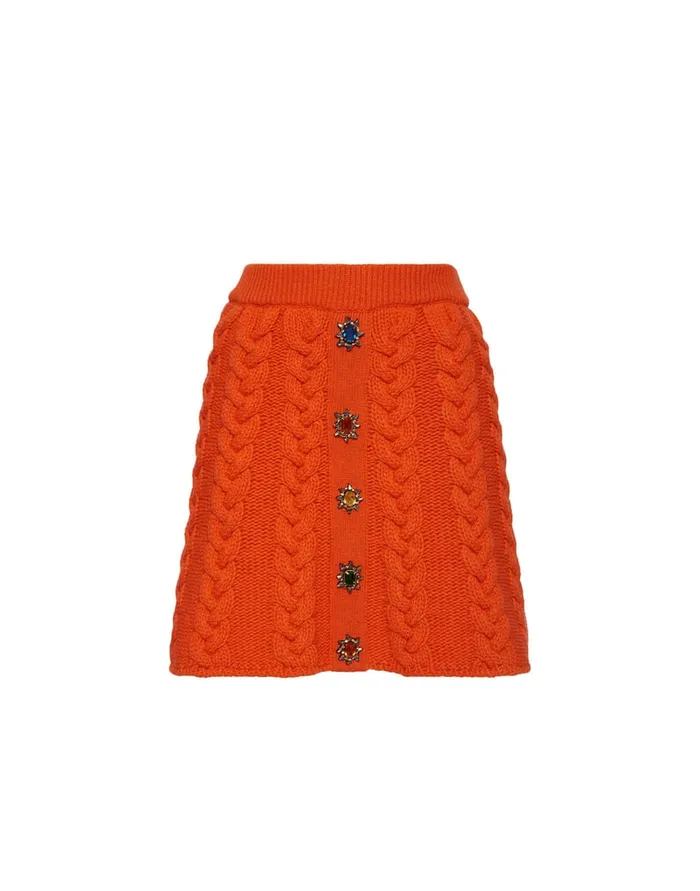 La Doublej Portrait Mini Skirt Solid Rust In Chunky Wool Women Skirts