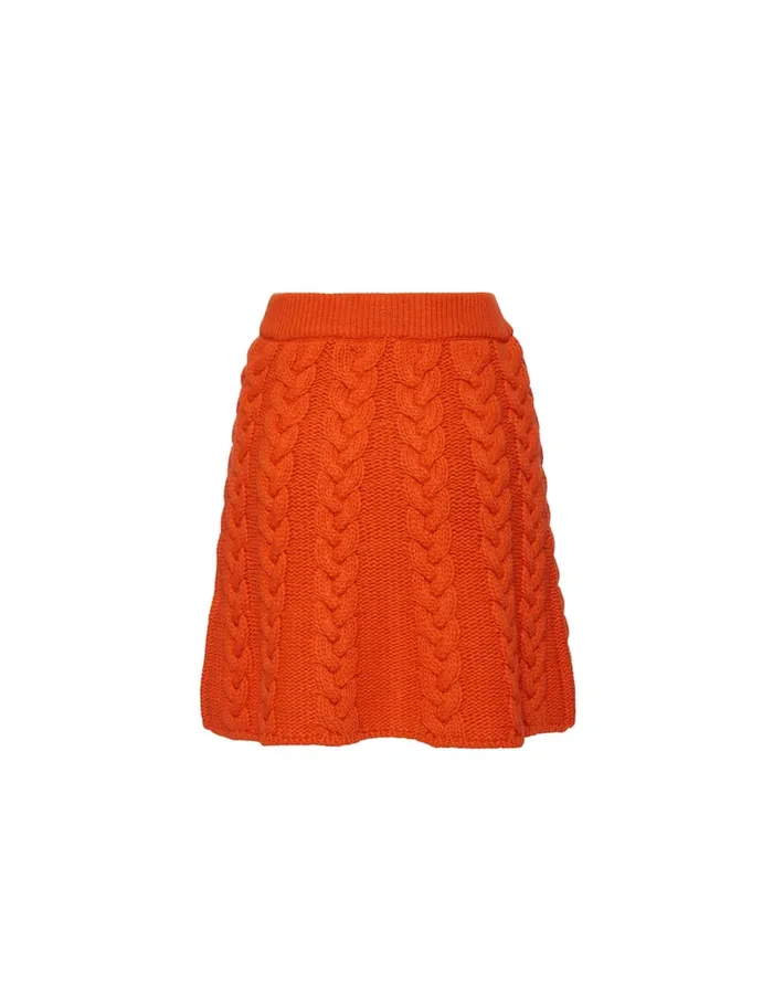 La Doublej Portrait Mini Skirt Solid Rust In Chunky Wool Women Skirts