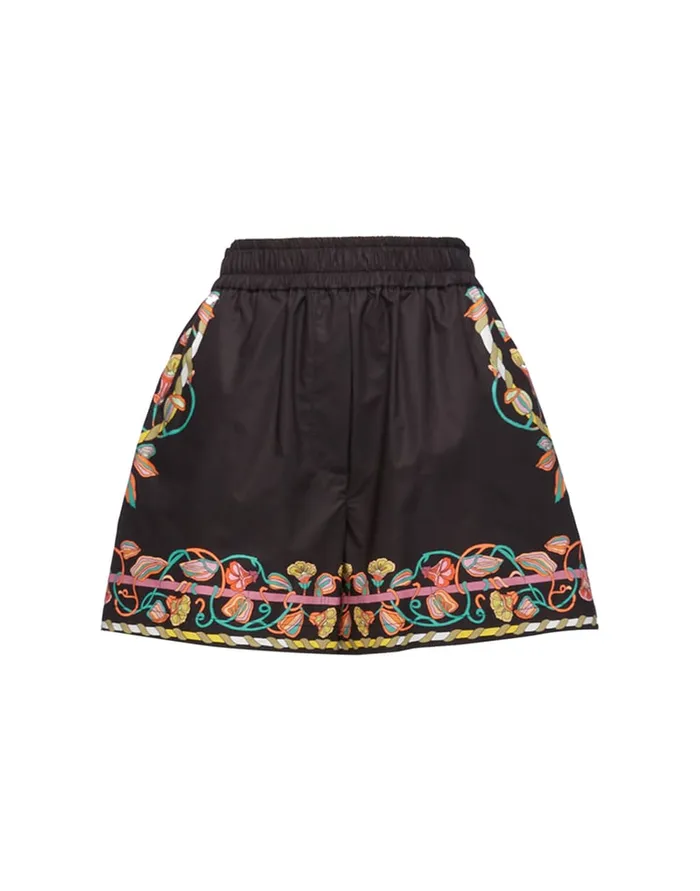 La Doublej PullUp Shorts Borboni Place Nero In Cotton Poplin Women Shorts and Pants