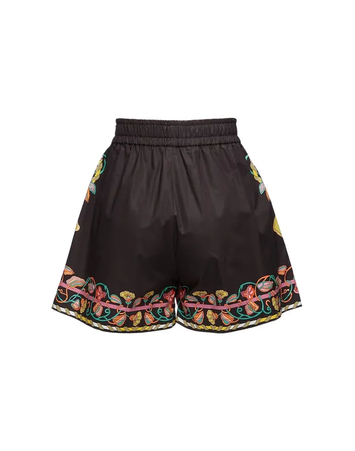 La Doublej PullUp Shorts Borboni Place Nero In Cotton Poplin Women Shorts and Pants