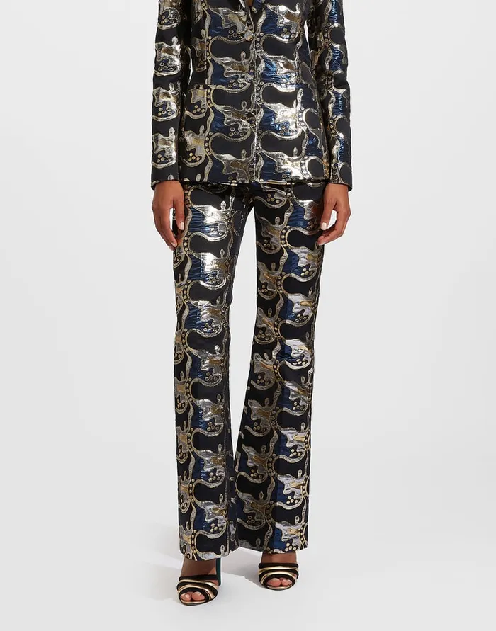 La Doublej Saturday Night Pants Spritz Blu In Jacquard Women Shorts and Pants