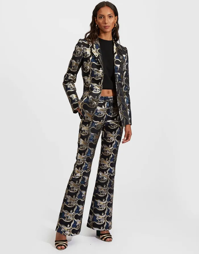 La Doublej Saturday Night Pants Spritz Blu In Jacquard Women Shorts and Pants