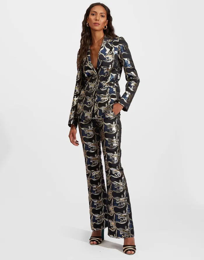 La Doublej Saturday Night Pants Spritz Blu In Jacquard Women Shorts and Pants