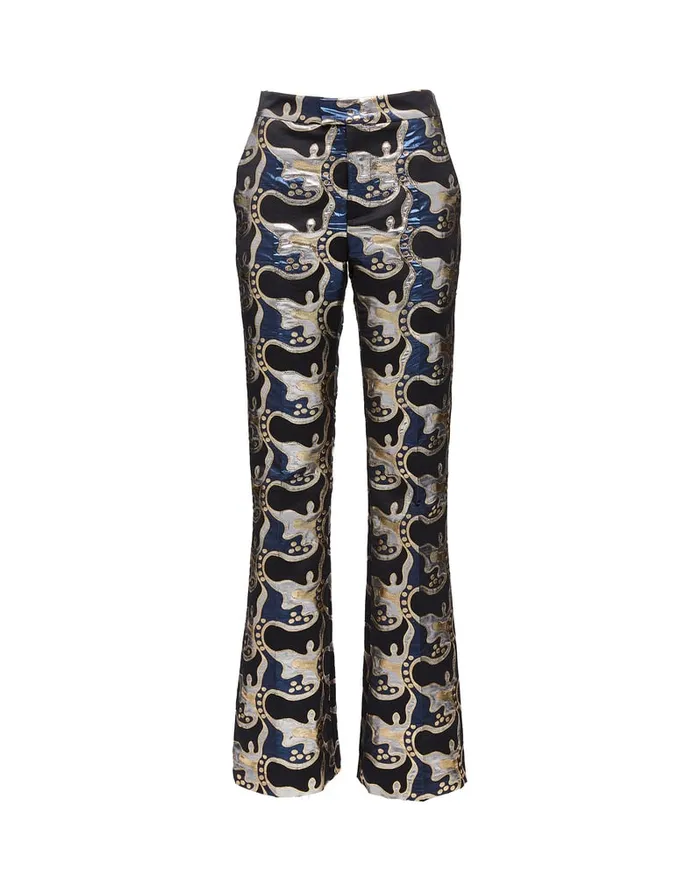 La Doublej Saturday Night Pants Spritz Blu In Jacquard Women Shorts and Pants