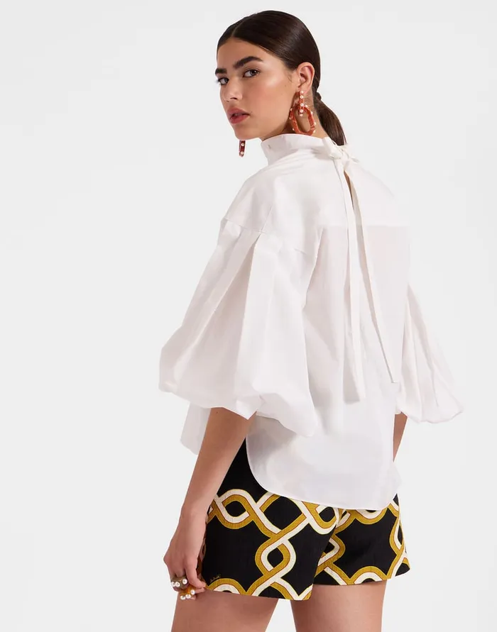 La Doublej Share Your Screen Shirt Solid White In Cotton Poplin Women Shirts and Tops
