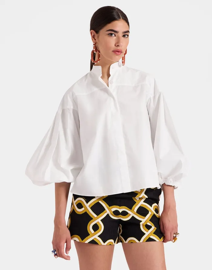 La Doublej Share Your Screen Shirt Solid White In Cotton Poplin Women Shirts and Tops
