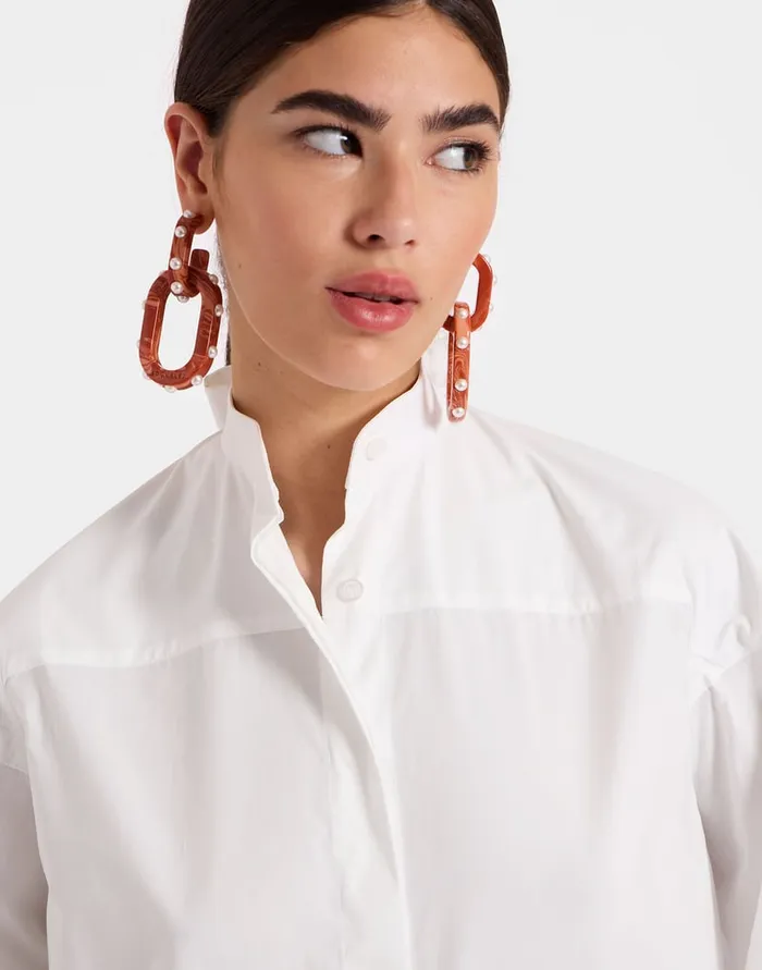La Doublej Share Your Screen Shirt Solid White In Cotton Poplin Women Shirts and Tops