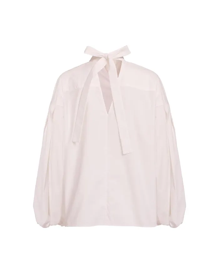 La Doublej Share Your Screen Shirt Solid White In Cotton Poplin Women Shirts and Tops