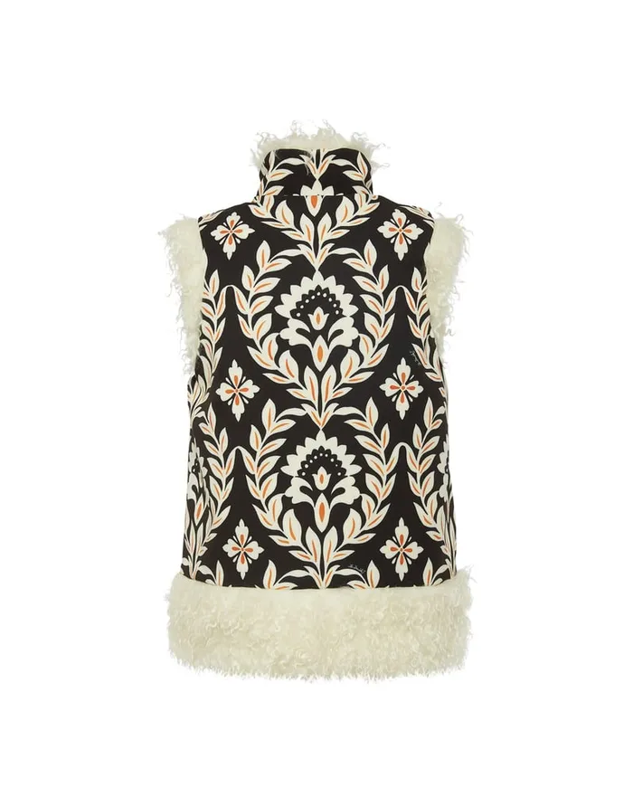 La Doublej Sleeveless Folk Jacket Ghirlanda Black In Compact Jersey Women Outerwear