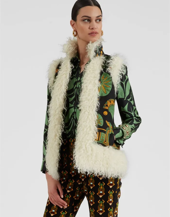 La Doublej Sleeveless Folk Jacket The Nile Place Black In Faille Women Outerwear