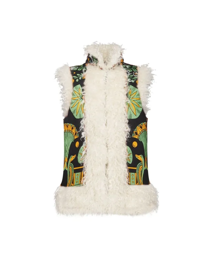 La Doublej Sleeveless Folk Jacket The Nile Place Black In Faille Women Outerwear