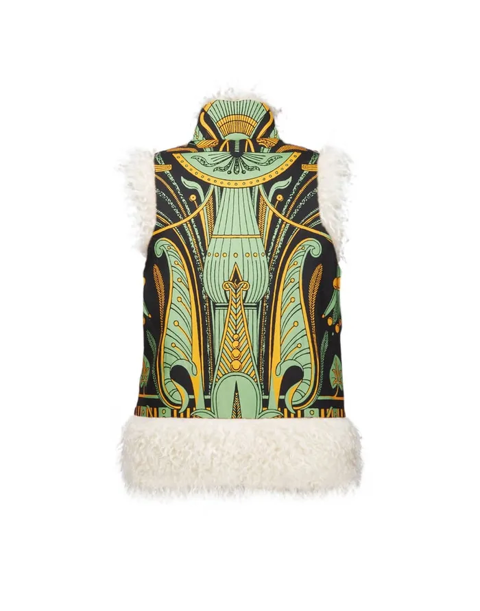La Doublej Sleeveless Folk Jacket The Nile Place Black In Faille Women Outerwear
