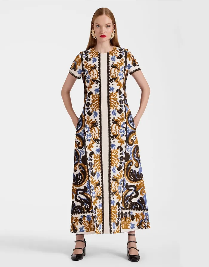 La Doublej Super Swing Dress Corsini Cream In Jacquard Women Party Dressing