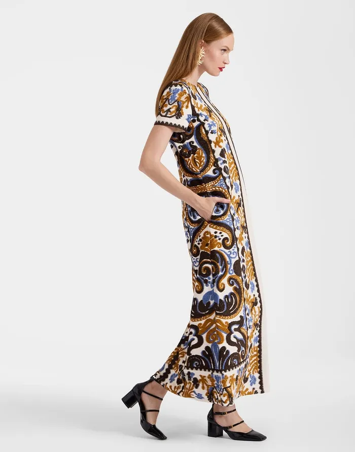 La Doublej Super Swing Dress Corsini Cream In Jacquard Women Party Dressing
