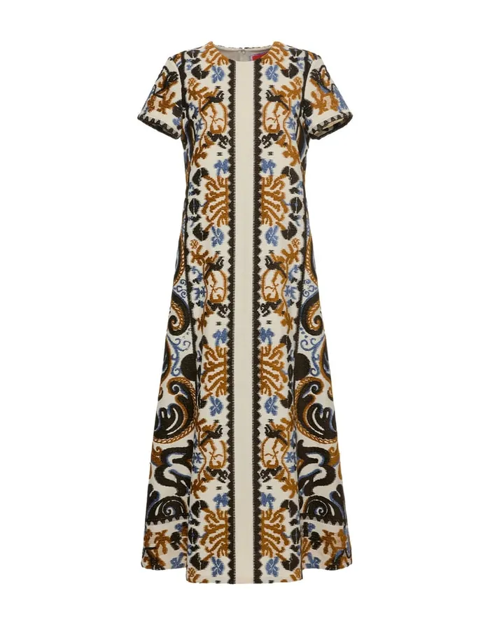 La Doublej Super Swing Dress Corsini Cream In Jacquard Women Party Dressing